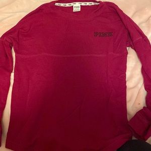vs pink oversized burgundy crewneck